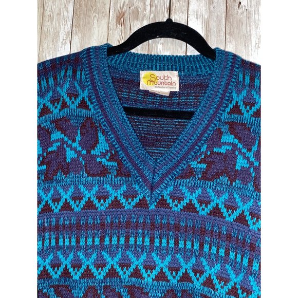 Vintage 90's Grandpa Men's South Mountain Sweater Size Medium V-Neck Sking - Picture 4 of 9